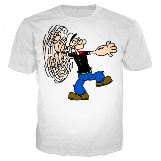 2021 New and Interesting Popeye T-shirt 3D Printing Men/Women Summer Streetwear T-shirt male punk round neck T-shirt
